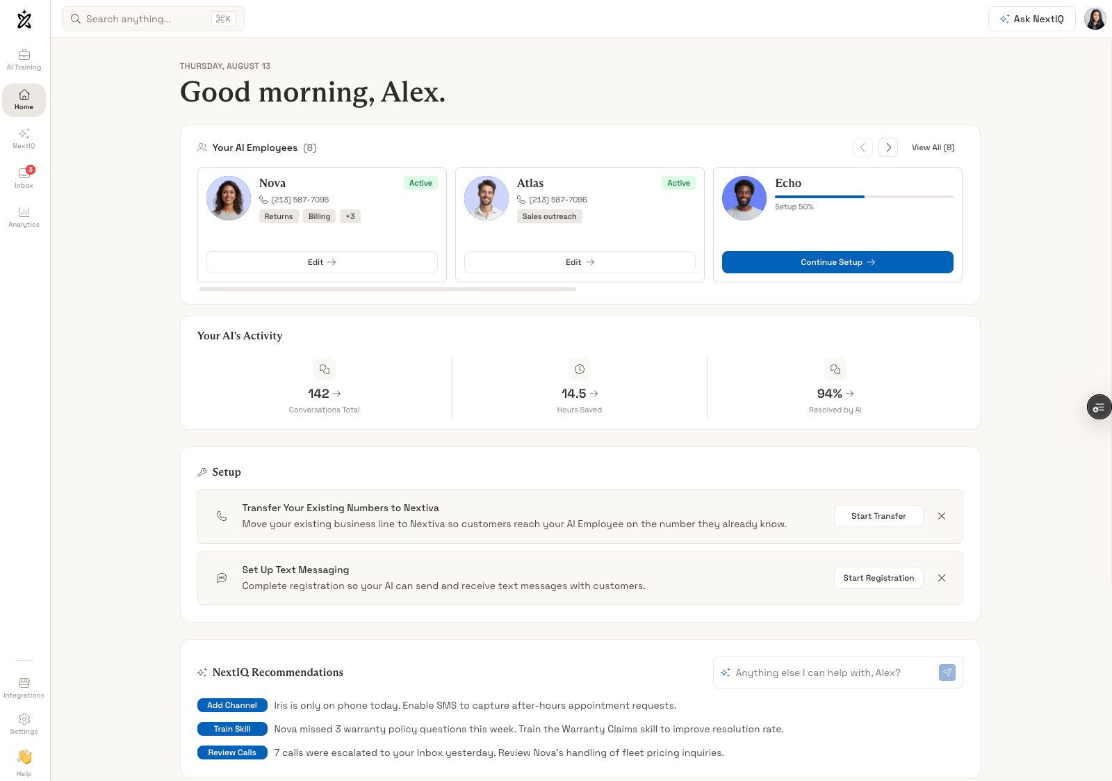 nextiva xbert ai receptionist