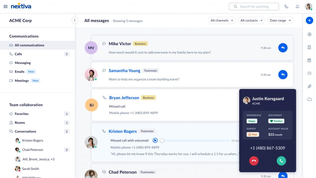 Nextiva call pop