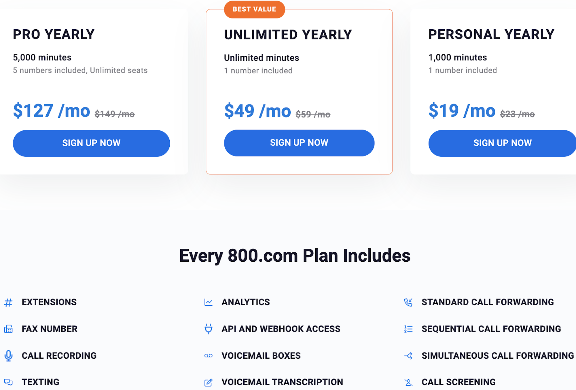800com pricing