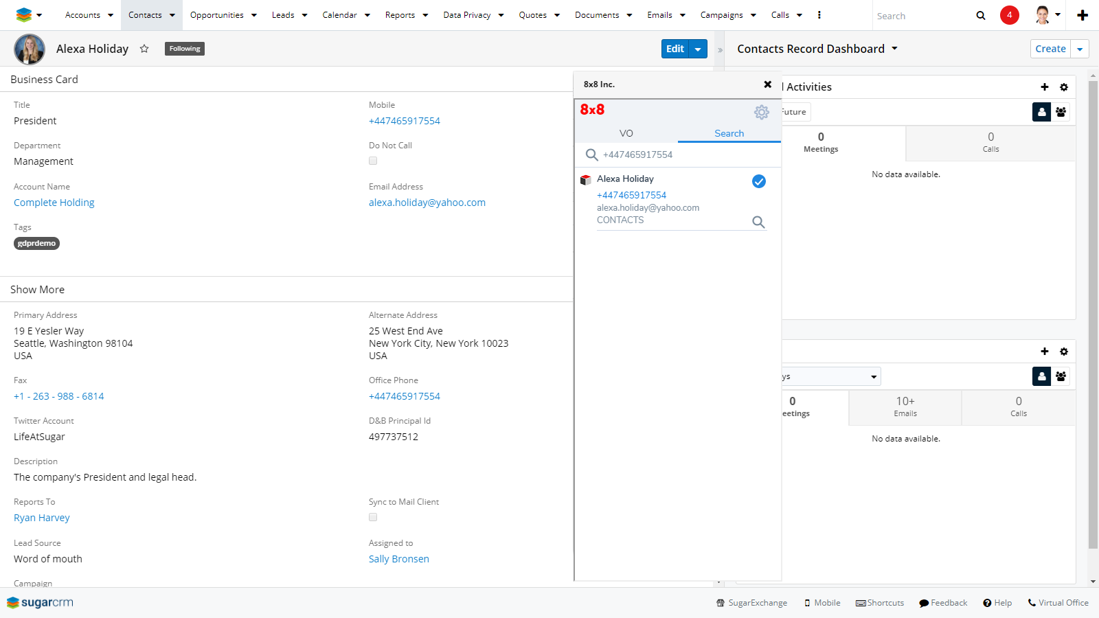 8x8 sugarcrm integration
