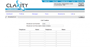 ClarityTel Broadcast List