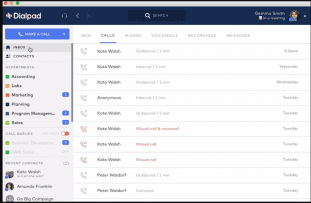 Dialpad Call History 