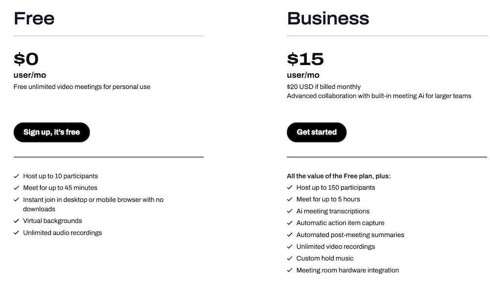 Dialpad Meetings Pricing