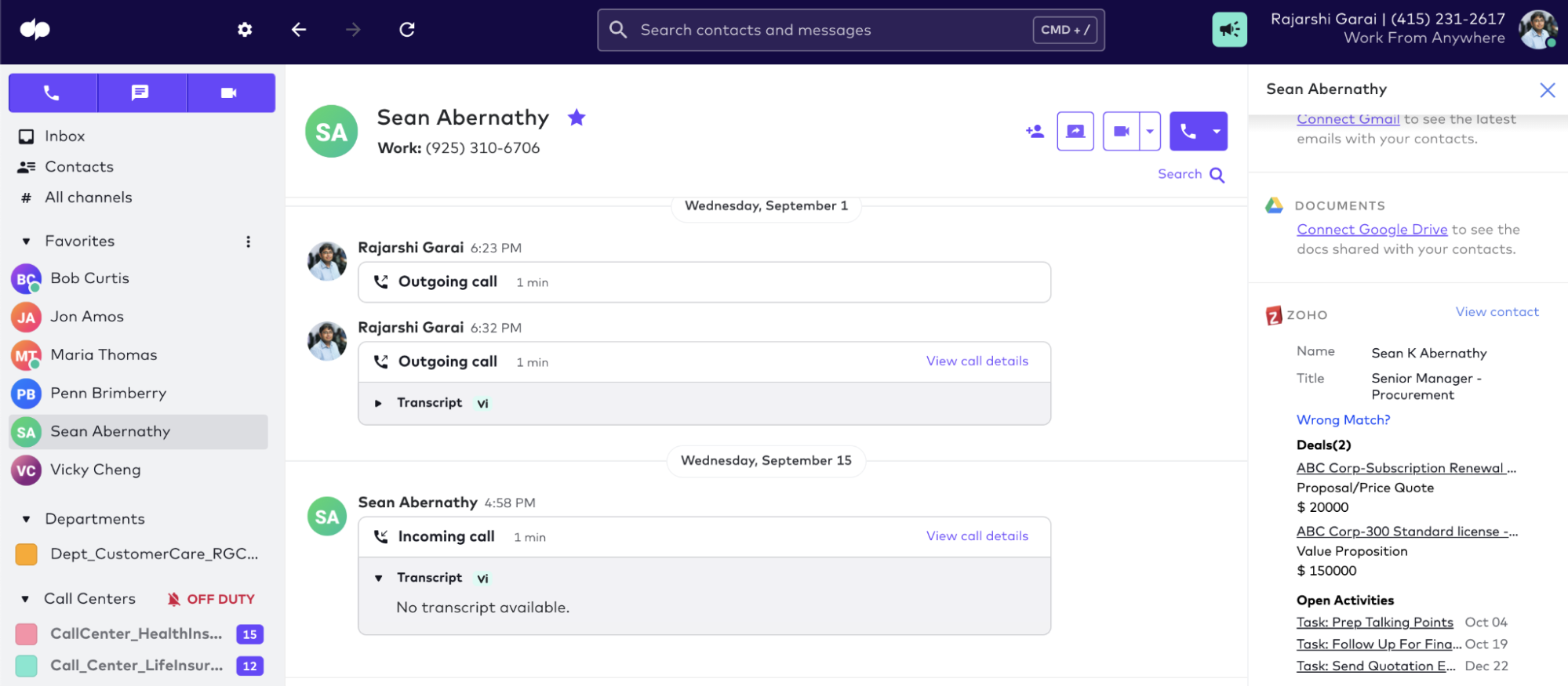 Dialpad Zoho CRM Integration