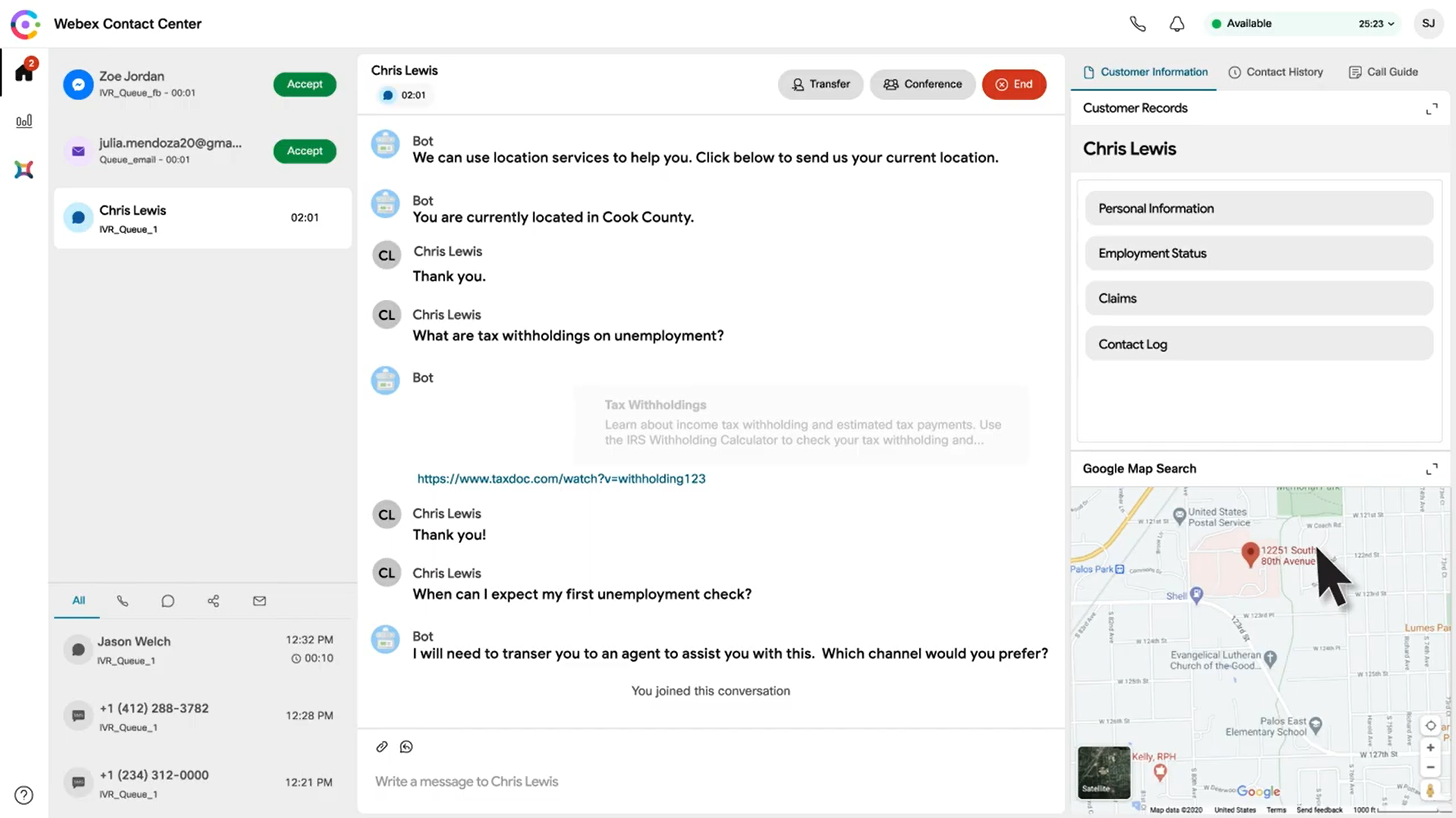 Google CCAI interface