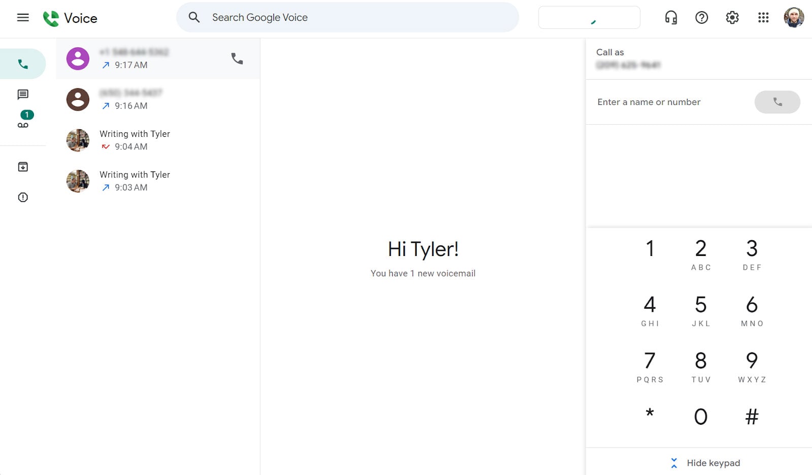 Google Voice Screenshot