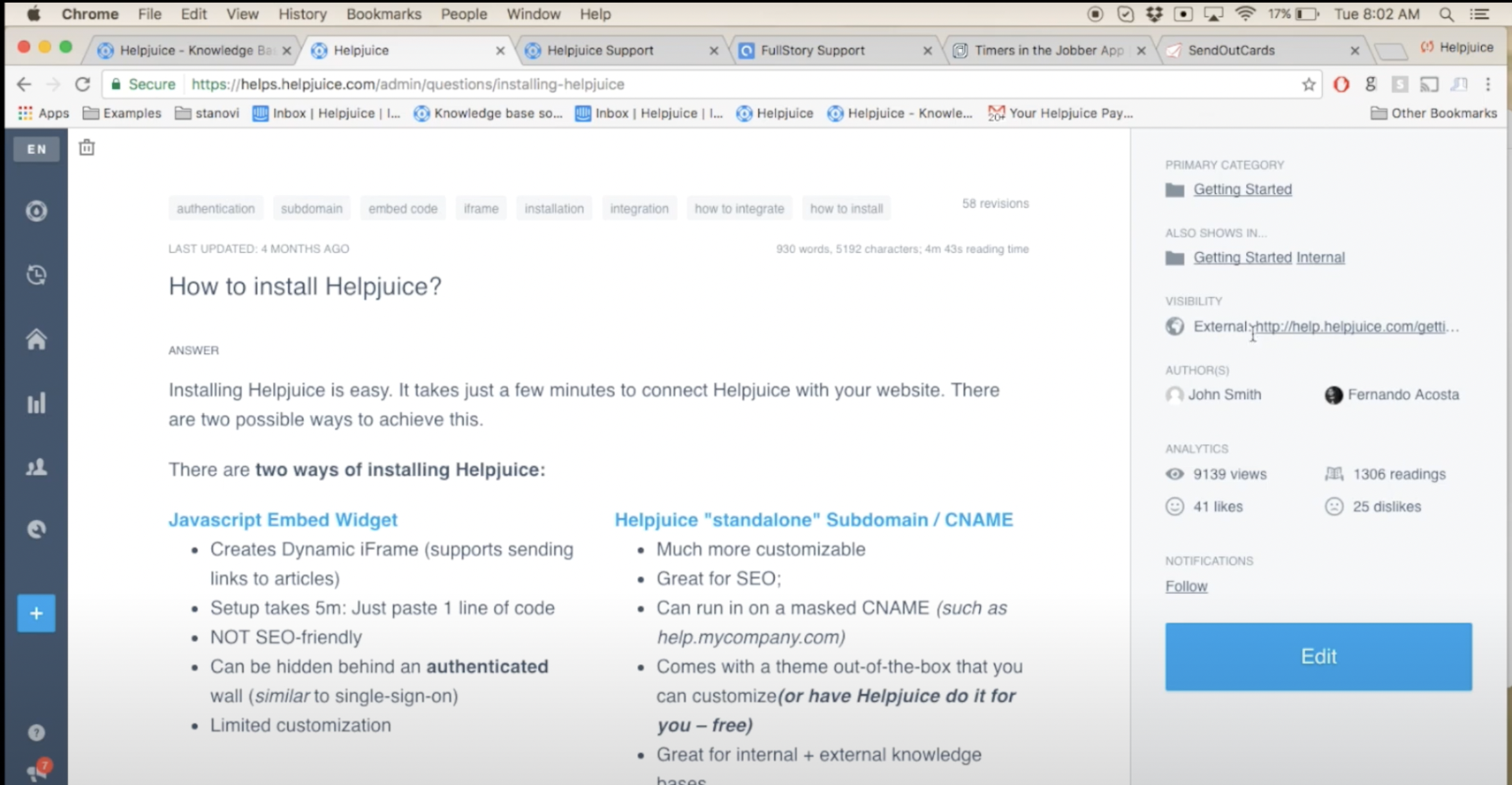 Helpjuice dashboard