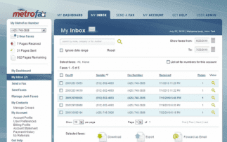 Metrofax Inbox Overview