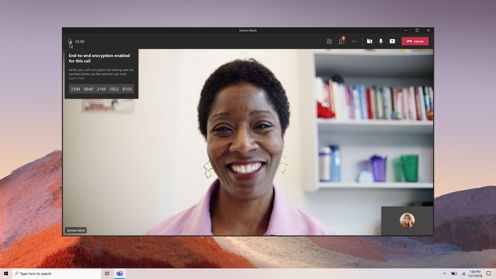 Microsoft Teams end-to-end encryption confirmation