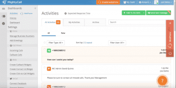 MightyCall Activity Dashboard 