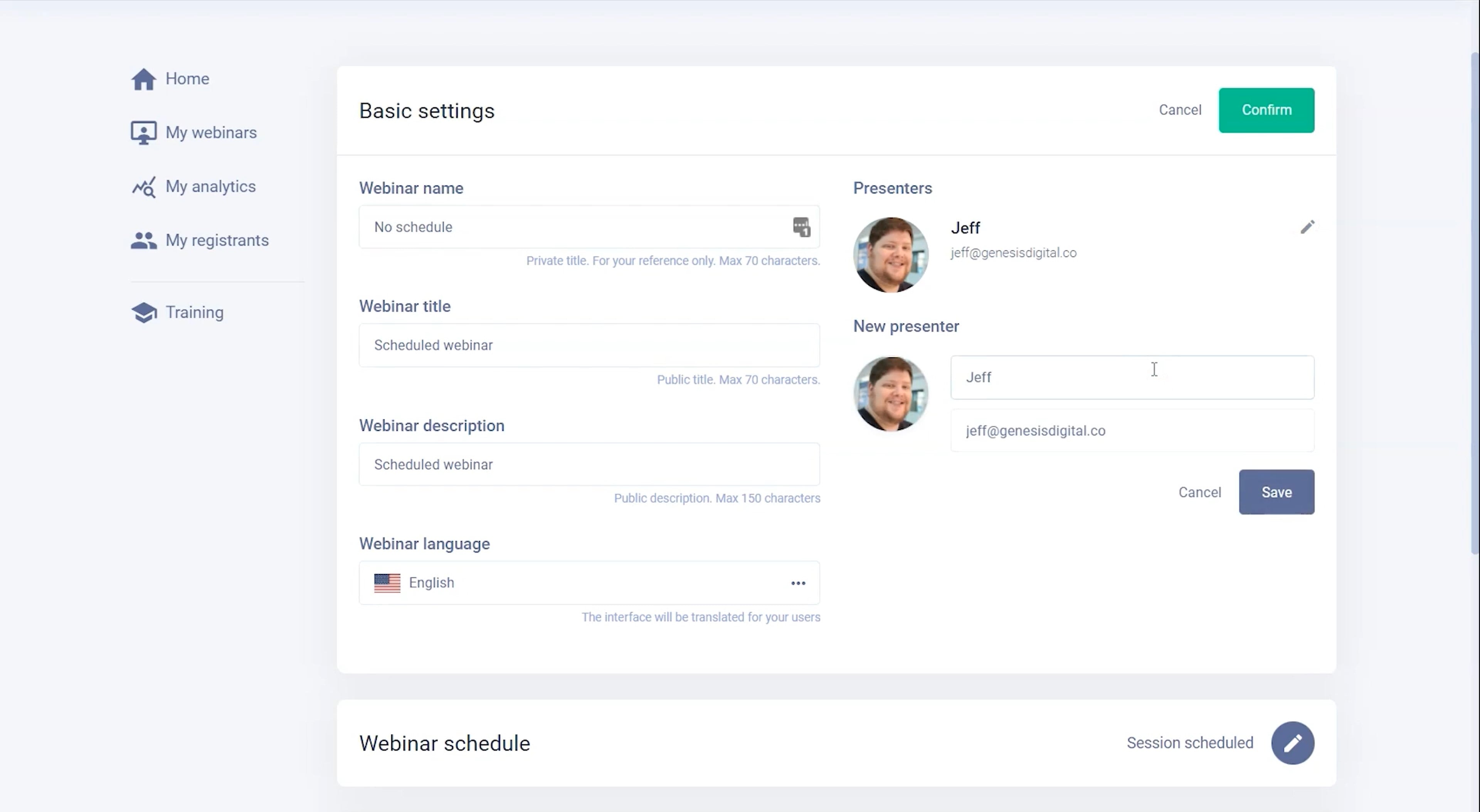 My Webinar Basic Settings