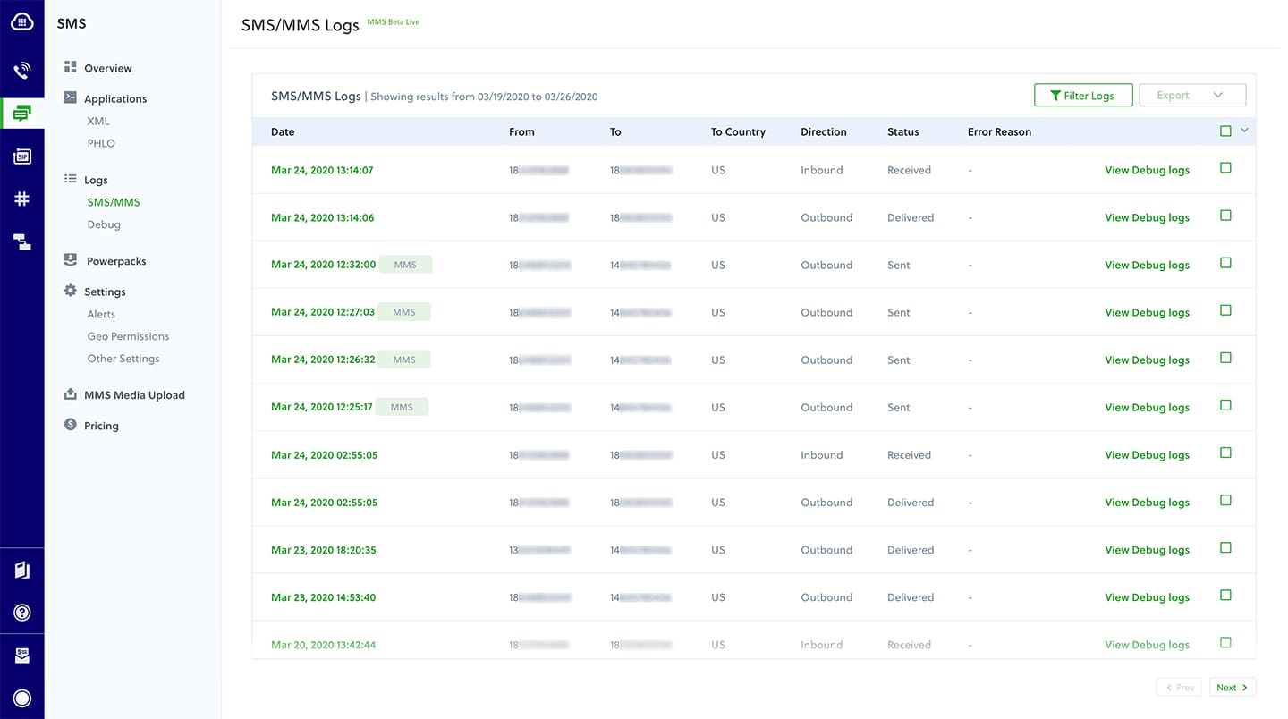 Plivo SMS reporting