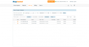 RingCentral Call Log
