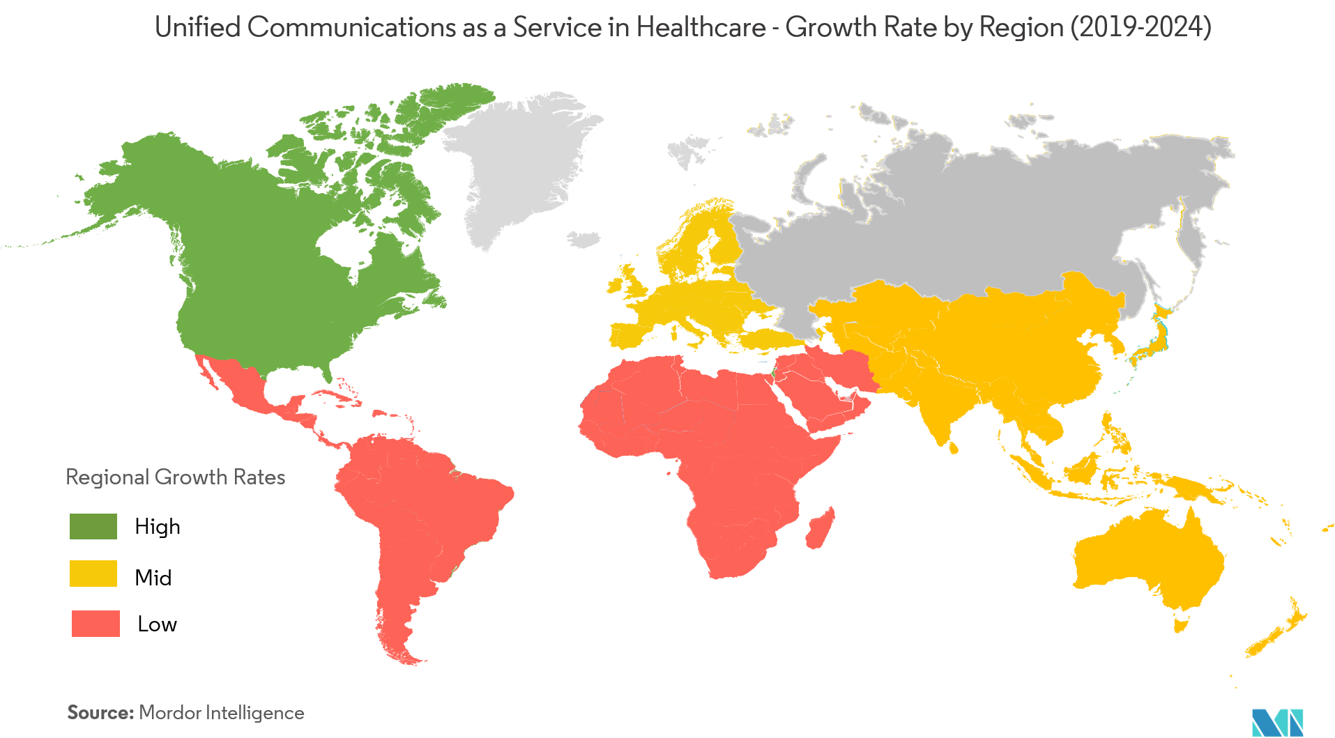 UCaaS in Heathcare growth rate by region