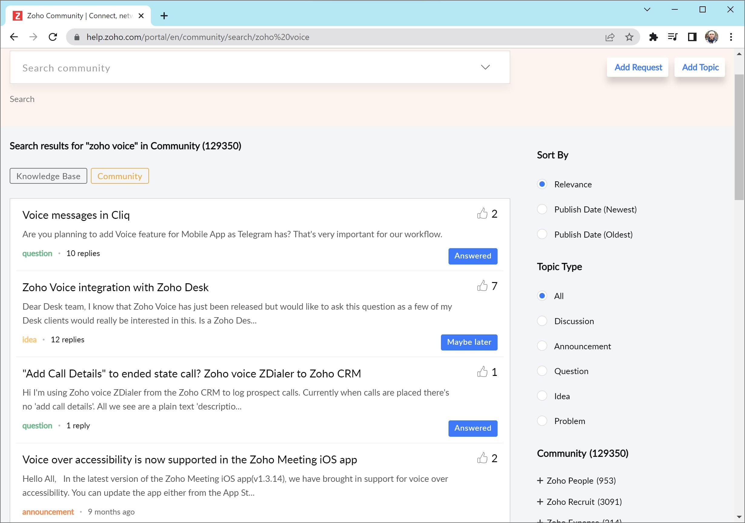 Zoho Voice Community