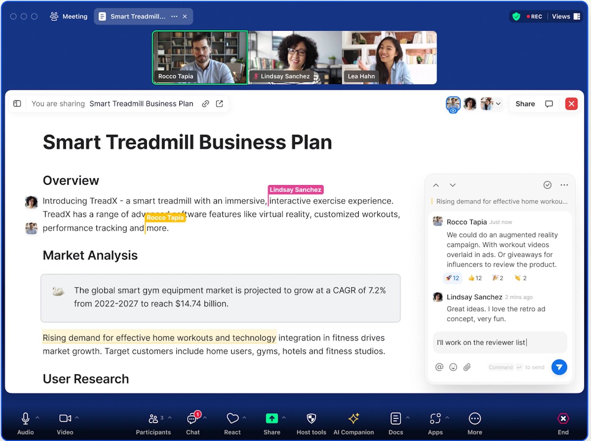 Zoom Docs in meeting coediting