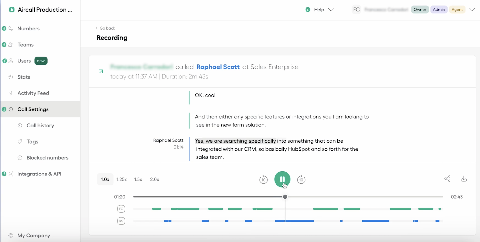 aircall call recording