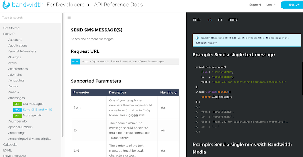 Bandwidth APIs