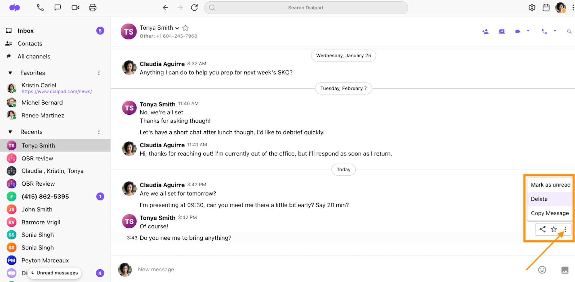 dialpad messaging