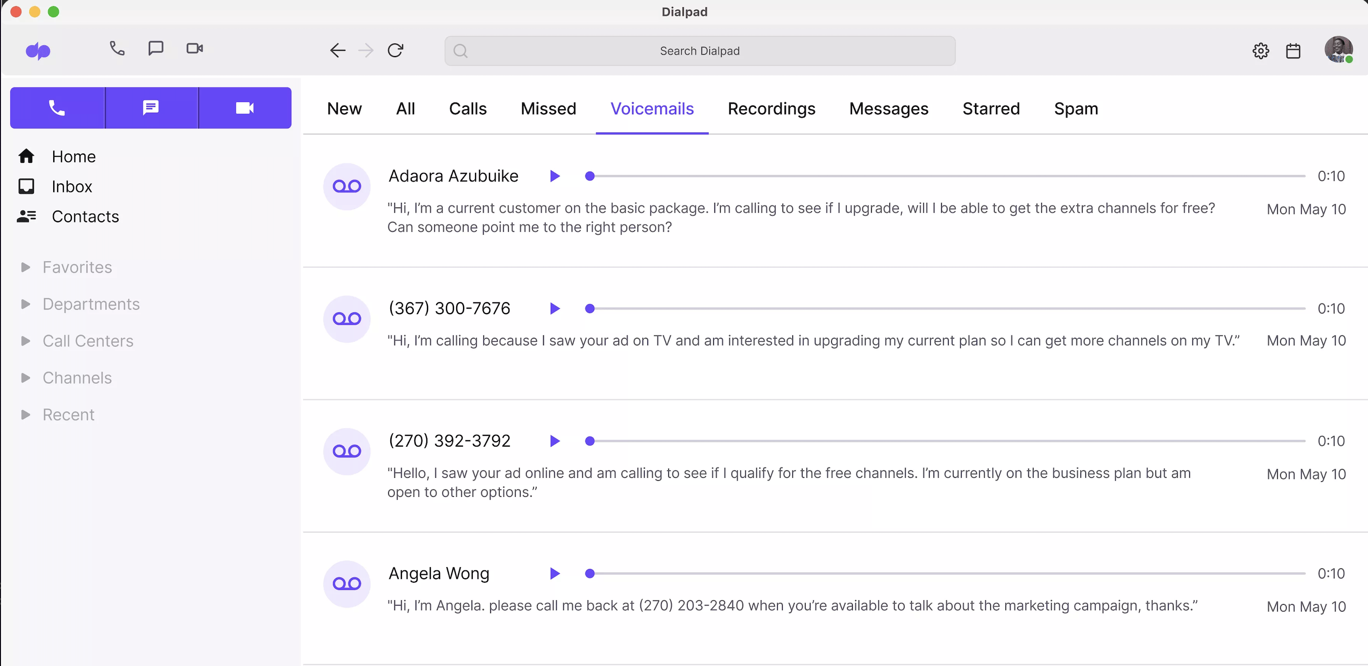 dialpad recordings
