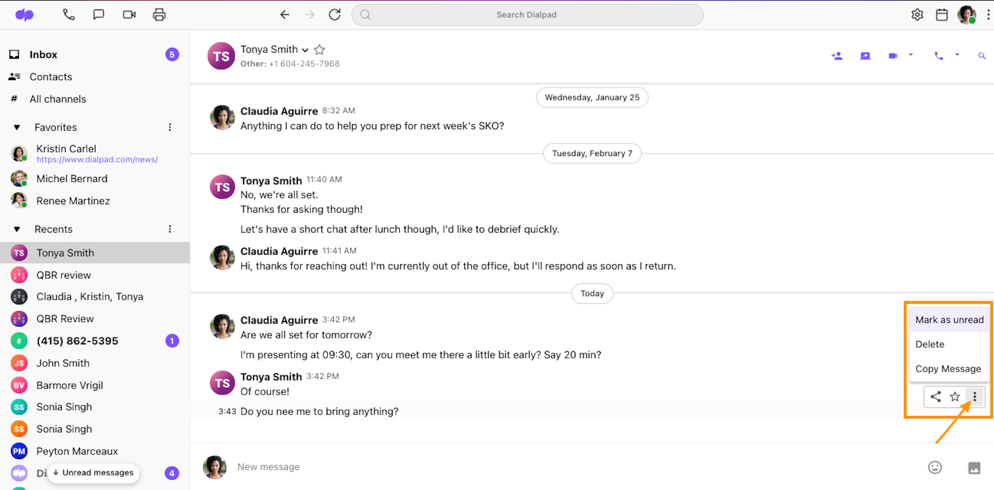 dialpad sms