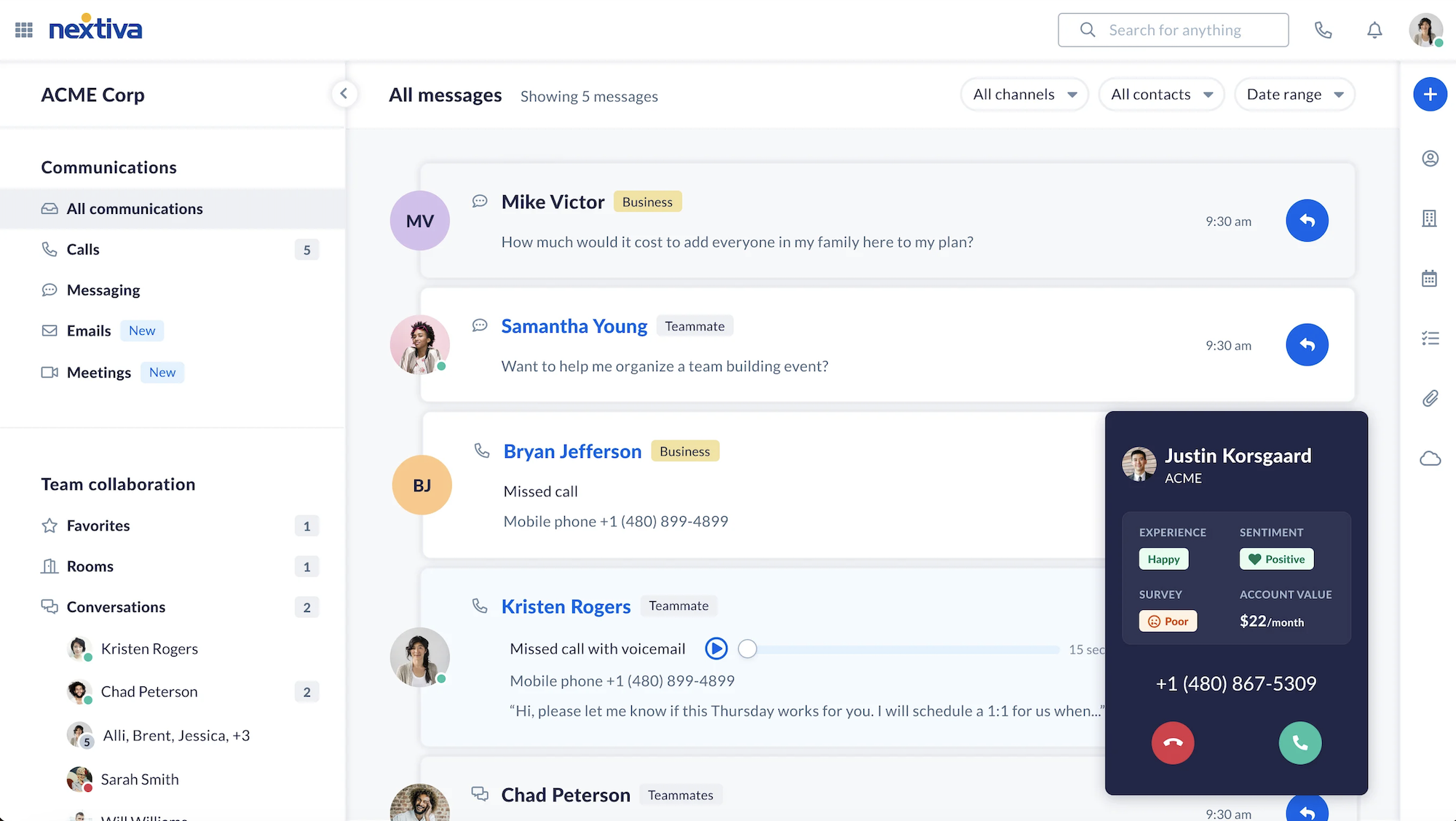 nextiva voice calling