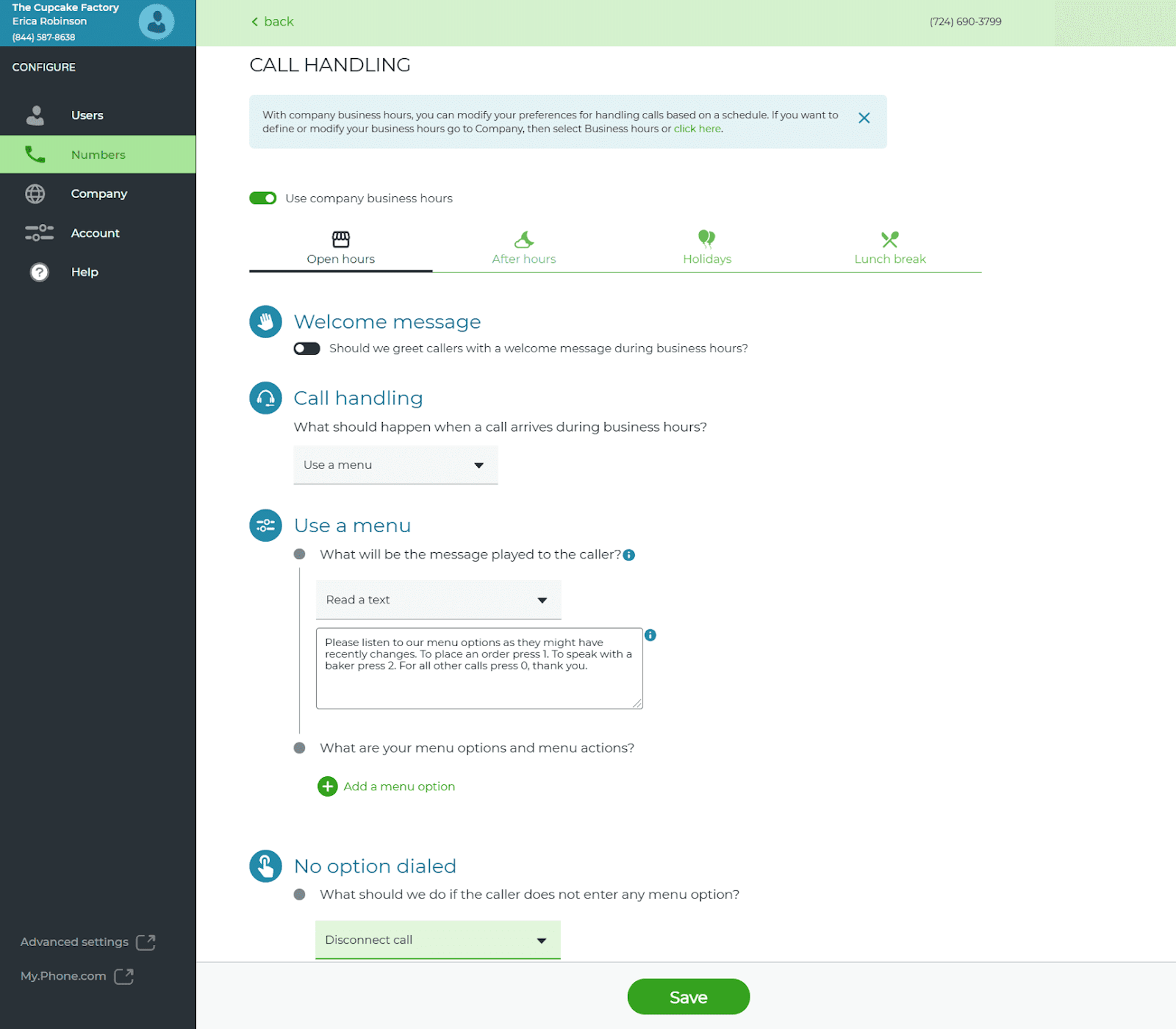 phonedotcom call handling