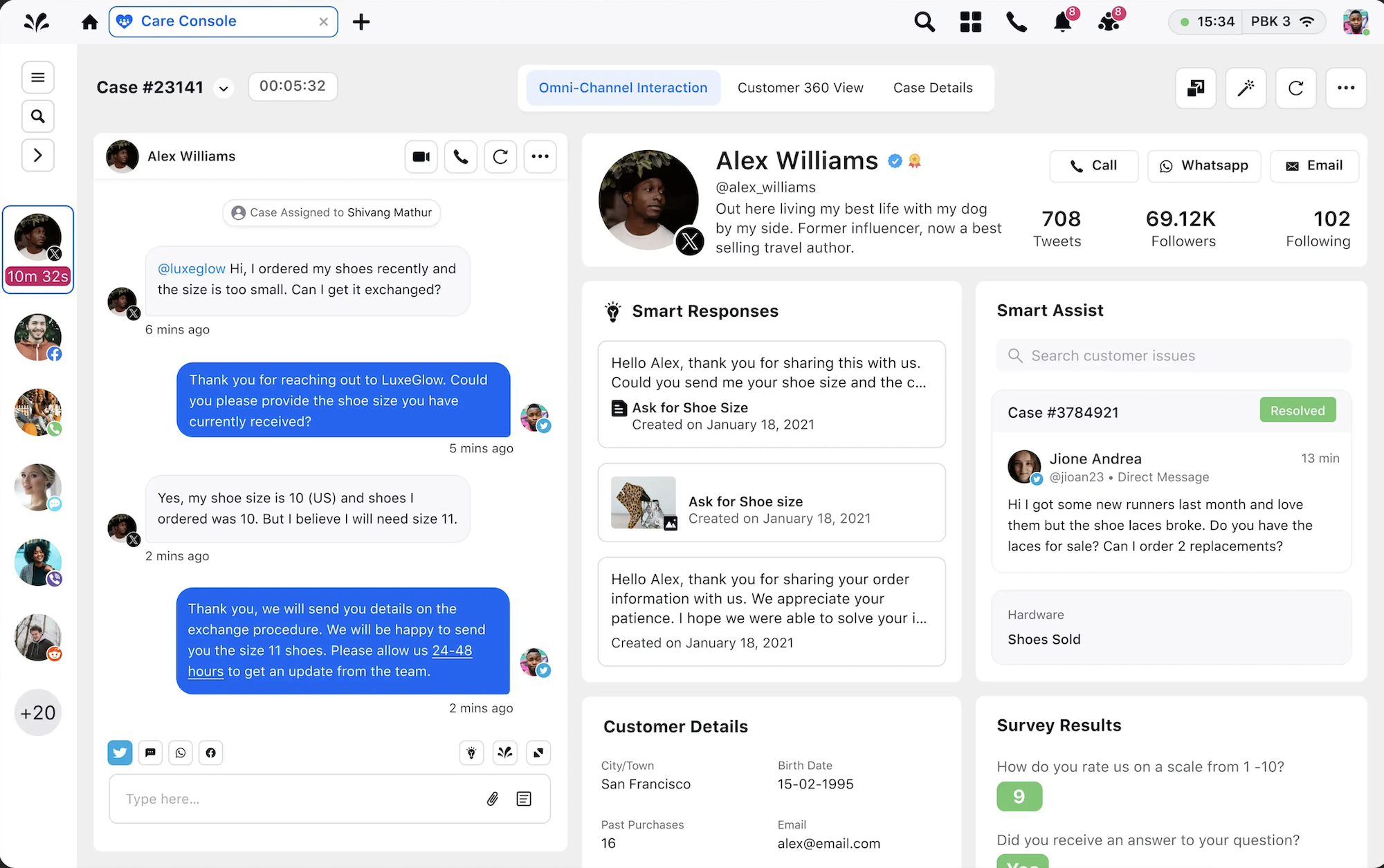 sprinklr care console interface
