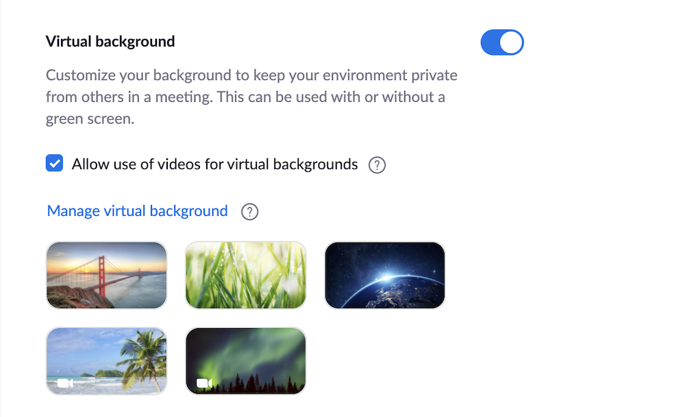 Zoom Default Backgrounds